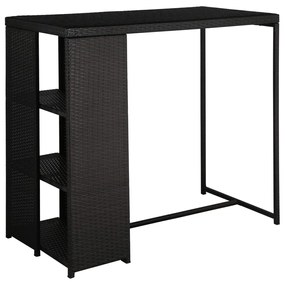 Set mobilier bar de gradina cu perne, 5 piese, negru, poliratan