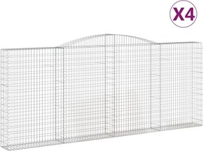 vidaXL Coșuri gabion arcuite 4 buc. 400x30x160/180 cm fier galvanizat