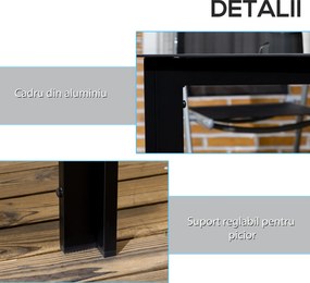 Outsunny Masă de Grădină cu Blat din Sticlă Temperată 150x90 cm pentru 6 Persoane, Masă de Luat Prânzul din Aluminiu pentru Exterior, Patio, Terasă, Balcon, Negru | Aosom Romania