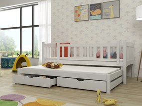 Pat pentru copii 90 x 200 cm Amalia (cu somieră și sp. depozitare) (Alb). 1013109