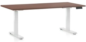 Masa inaltime reglabila OfficeTech D, 160 x 80 cm, bază albă, nuca