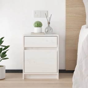 Noptiera, alb, 40x31x50 cm, lemn masiv de pin 1, Alb