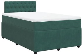 3287695 vidaXL Pat box spring cu saltea, verde închis, 120x190 cm, catifea