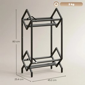HOMCOM Organizator CD-uri pentru 50 CD-uri, Organizator Viniluri 2 Niveluri din Metal pentru DVD-uri, Cărți, Albume, Negru | Aosom Romania