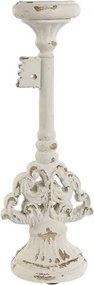 Sfeșnic vintage din rășină, în formă de cheie, 18 x 18 x 50 cm, alb antichizat, „Candle Holder Key"