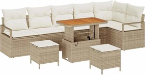 vidaXL Set de canapele pentru grădină cu pernă 9 pcs Bej și crem