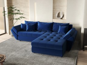 Colțar extensibil dumonde cu ladă de depozitare si sezut confortabil din spuma high-density, Loana Royal Blue II 270x185 cm