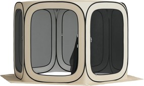 Outsunny cort pop-up pentru camping, portabil, protecție UPF50+, laterale cu plasă, sârmă de oțel, Khaki | Aosom Romania