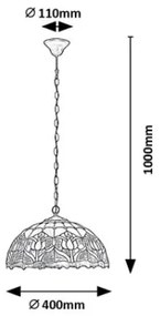 Brilagi - candelabru Tiffany cu vitralii pe lanț LORAS 2xE27/60W/230V