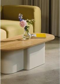 Măsuță de cafea bej cu blat cu aspect de lemn de stejar 50x115 cm Looi – noo.ma