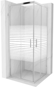 Mexen Rio cabina de duș pătrată 80 x 80 cm, dungi albe, crom - 860-080-080-01-20