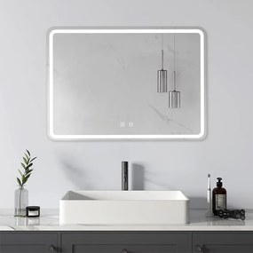 Oglindă baie, Multifuncțională, Iluminare LED Touch, Intensitate reglabila, Sistem Dezaburire, 70x50 cm
