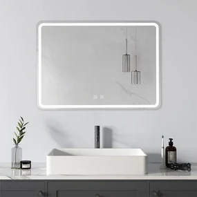 Oglindă baie, Multifuncțională, Iluminare LED Touch, Intensitate reglabila, Sistem Dezaburire, 70x50 cm