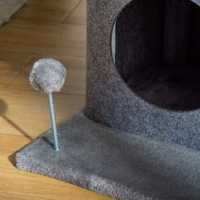 PawHut Arborișoare pentru pisici design cozy-chic multi-echipate centrul de activități cu zone, platforme, pat, joc cu bile, fețre detașabile și lavabile, plăci de particule, pluș scurt 48 x 48 x 100 cm gri | Aosom Romania
