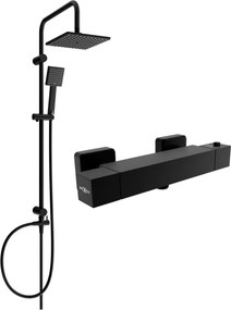 Mexen Cube Tord set de duș montat la suprafață cu duș fix și baterie de duș termostatică, negru - 77200200-70