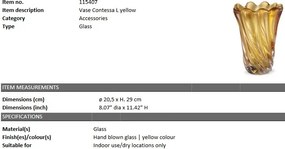 Vaza flori, Vas decorativ Contessa L, galben 115407 HZ
