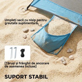 Outsunny Cort Plajă UV30+, 2-3 Persoane, Saci de Nisip, Montare Ușoară, Albastru. | Aosom Romania