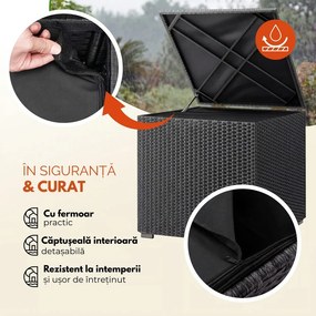 Ladă de depozitare din poliratan RICCO, 318L, 75x75x70 cm, negru Casaria