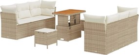 vidaXL Set de canapele pentru grădină 9 pcs Bej și crem poliratan