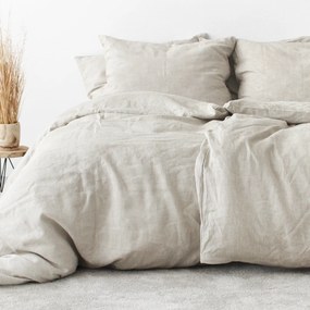 Goldea lenjerie de pat exclusivă din in- model 001 - bej natural 140 x 200 și 70 x 90 cm