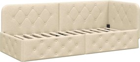 vidaXL Cadru de pat colțar Crem 80 x 200 cm țesătură