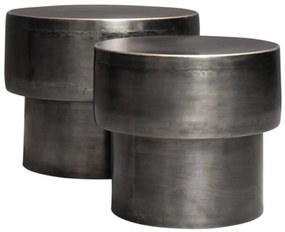 Set 2 masute laterale din metal, cu aspect vintage, Drum