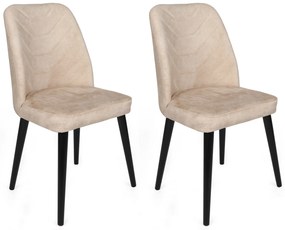 Set 2 scaune haaus Dallas, Bej/Negru, textil, picioare metalice