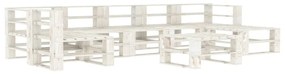 3052179 vidaXL Set mobilier de grădină din paleți, 8 piese, alb, lemn