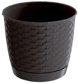 Jardinieră din plastic Ratolla Round, maro închis, diam. 22 cm, 22 cm
