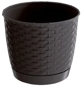 Jardinieră din plastic Ratolla Round, maro închis, diam. 22 cm, 22 cm