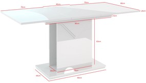 Masă de sufragerie Tonfir (gri deschis + alb lucios) (pentru 6 până la 8 persoane). 1055260