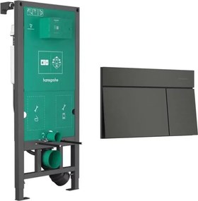 Rezervor incastrat Hansgrohe iFrame 112 cm pentru vas WC suspendat si clapeta iFrame Element E negru periat