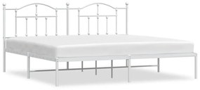 353494 vidaXL Cadru de pat metalic cu tăblie, alb, 193x203 cm