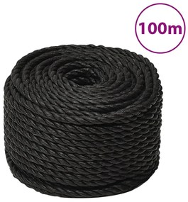 Franghie de lucru, negru, 16 mm, 100 m, polipropilena 1, Negru, 100 m, 16 mm