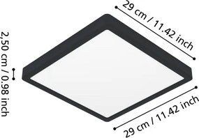 Eglo 901331 - Plafonieră LED pentru baie FUEVA, 13W, 230V, 29 x 29 cm, IP44, negru