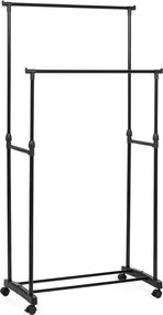 Suport pentru haine negru cu roți din metal 80x160x42 cm Roald – Yes Everyday