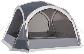 Outsunny Cort de camping tip dôme familial pentru 6-8 persoane cu 4 uși cu plasă de zippé, material Oxford și cârlig pentru lampă | Aosom Romania
