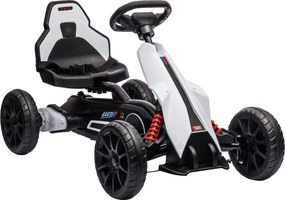 HOMCOM Go-Kart Electric Pentru Copii 3-8 Ani, 3-5 Km/h, Alb | Aosom Romania