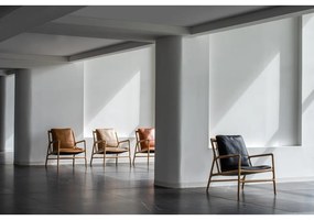 Fotoliu maro-natural cu tapițerie din piele Dedo – Gazzda