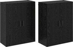 vidaXL Dulap montat pe perete 2 pcs Stejar Negru 69,5 x 34 x 90 cm