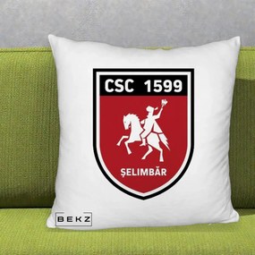 Perna Personalizata CSC 1599 Selimbar Fotbal, 40x40 cm, Alb Pufos, Husa Detasabila, Perna Inclusa, BEKZ®