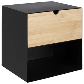 Noptieră cu posibilitate de montare pe perete BEKIM negru/bambus