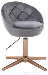 HR948CROSS Scaun Grafit din Catifea cu Bază Aurie