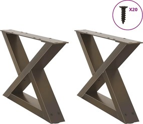 vidaXL Picioare pentru măsuță de cafea, 2 buc., oțel natural, 50x(30-31,3) cm