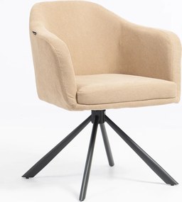 HR832 BAZĂ STEA Scaun Catifea Reiată Premium culoare Bej Ghimbir cu Bază Neagră