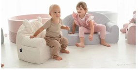 Canapea confortabila pentru copii, cu buzunare, Gri velvet by Babysteps