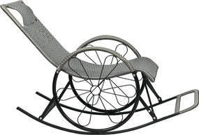 Scaun de balansare, ratan/metal, gri, ROKIN