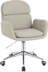 HR480K Scaun Ecru Piele Ecologica Premium Soft cu Bază Cromata