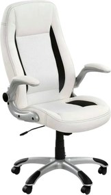 Scaun de birou SATURN, alb, piele ecologica perforata, 67x65x112/120 c