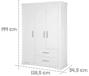 Șifonier pentru copii alb 139x199 cm Maxi – Roba